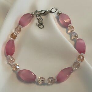 Pink Cat's Eye Twist Bead Bracelet